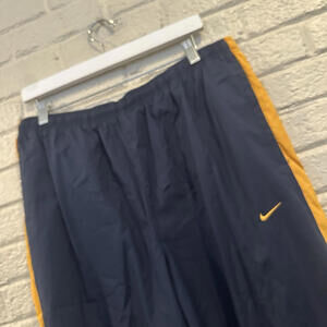 Vintage Nike Y2K Mens XL Blue Track‎ Wind Pants Cotton Lined Baggy Michigan